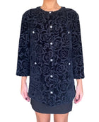Chanel Black 2018 Shimmer Cotton Velour Camellia Jacket - 38 / US 4-6