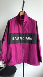 Balenciaga Magenta Purple Logo Zip Windbreaker Jacket