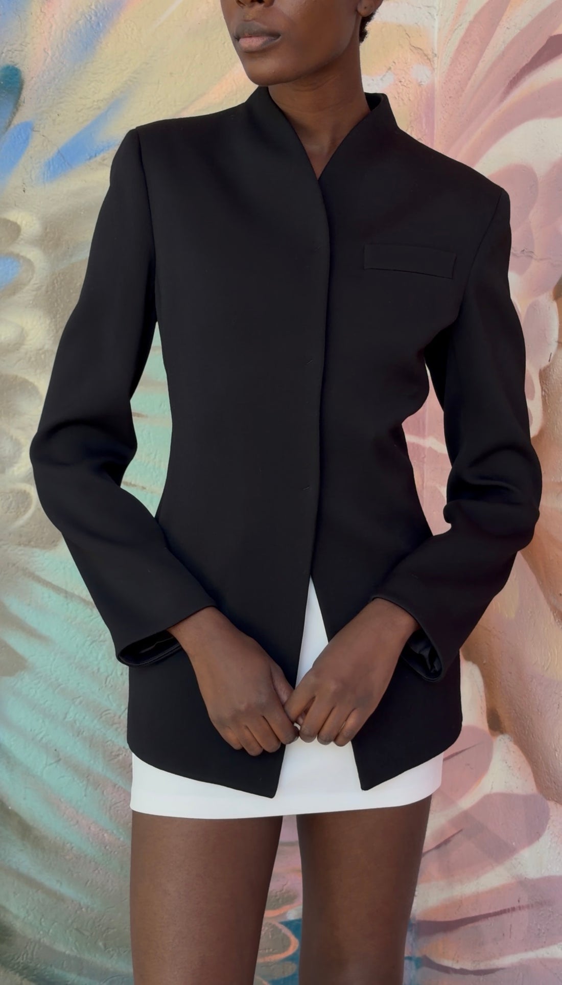 Giorgio Armani Wool Blend Snap Front High Collar Blazer Jacket - IT44 8 M