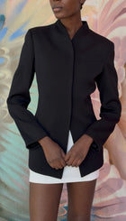 Giorgio Armani Wool Blend Snap Front High Collar Blazer Jacket - IT44 8 M