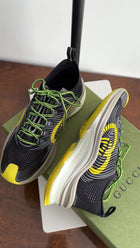 Gucci Black Yellow Green Run Sneakers - 37