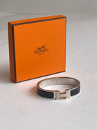 Hermes Black & Silver Clic Clac H Bracelet - XS