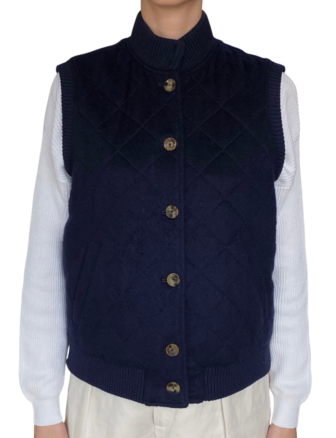 Loro Piana Navy Quilted Cashmere Vest - M / US 4-6