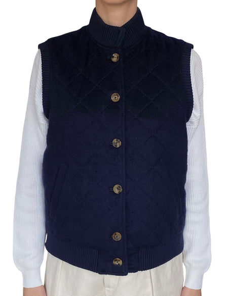 Loro Piana Navy Quilted Cashmere Vest - M / US 4-6
