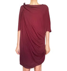 Lanvin 2009 Burgundy Silk Draped Dress - 44 / US 10-12