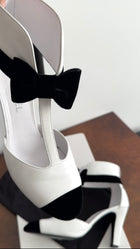 Chanel White Leather and Black Velvet Cut out Cap Toe Ankle Boot - 40C