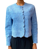 Ermanno Scervino Blue Denim Textured Jacket - S