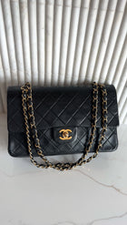 Chanel Vintage 1989-1991 Black Lambskin Medium Classic Double Flap Bag