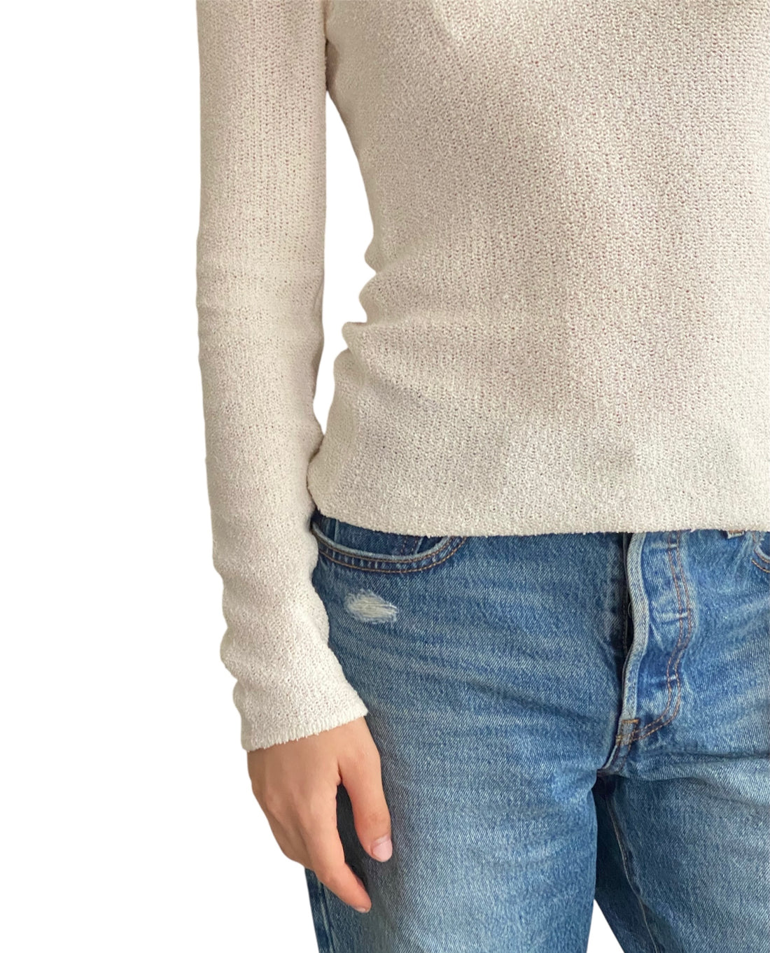 Toteme Ivory Paper Yarn Boucle Knit Sweater - S