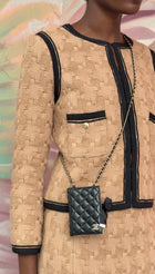 Chanel Black Lambskin Quilted Book Card Holder on Chain