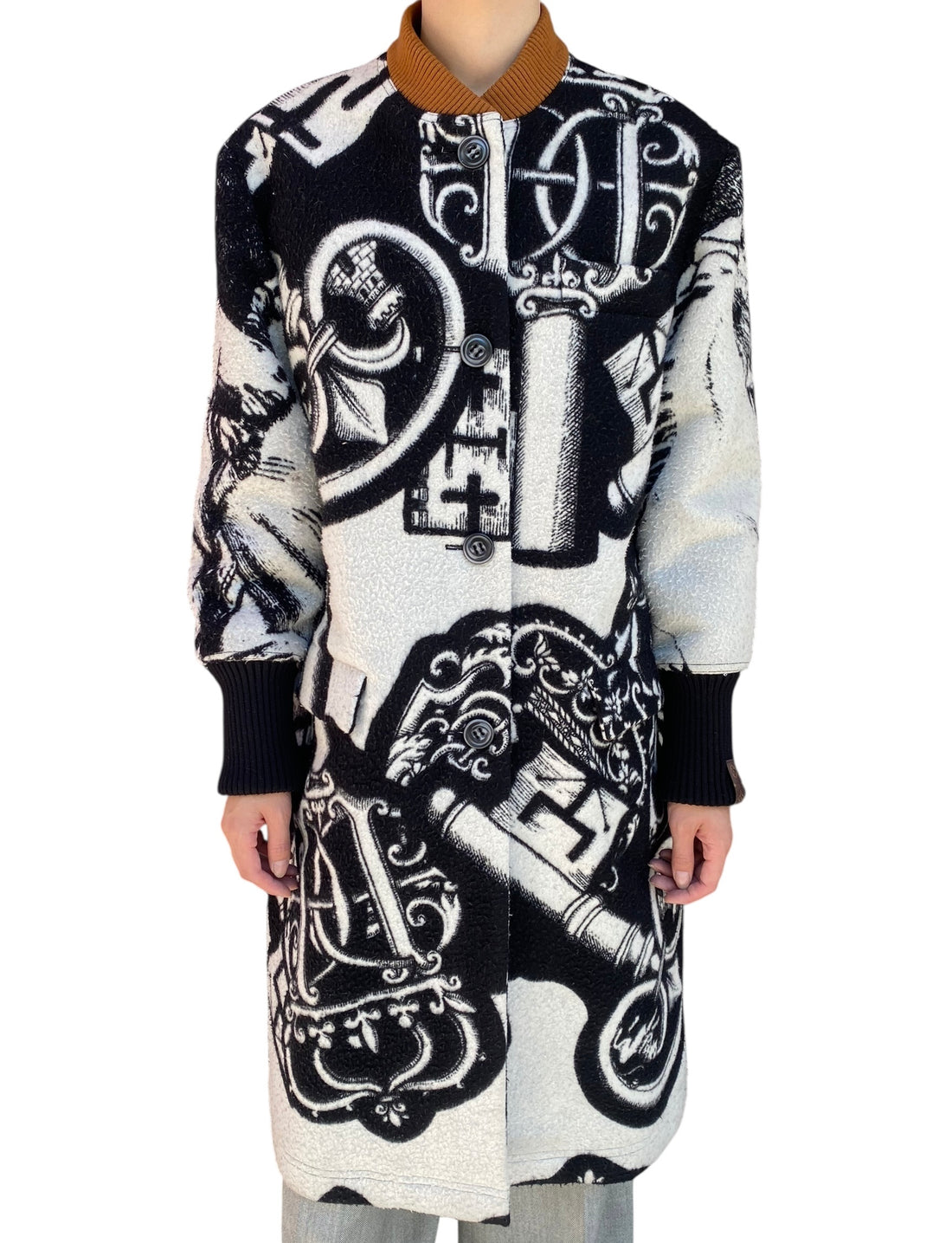 Louis Vuitton 2021 White Jacquard Wool Coat - 36