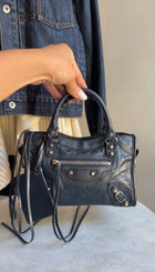 Balenciaga Navy Blue SS 2018 Mini Lambskin Moto City Bag Mini