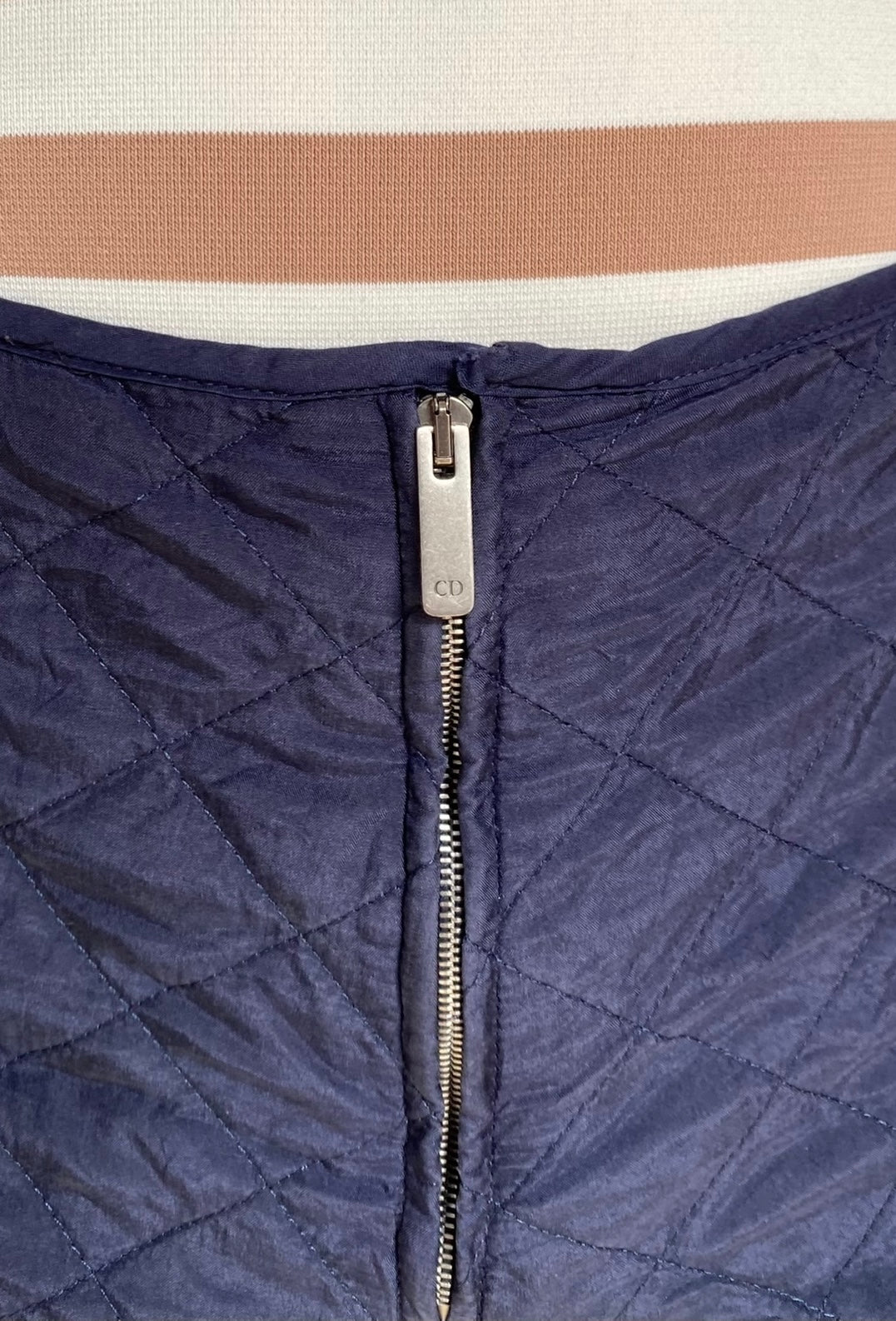 Dior Navy Quilted Distressed Silk Zipper Short Shorts - IT 42 / US 6