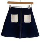 Sandro Navy White Pocket Mini Skirt