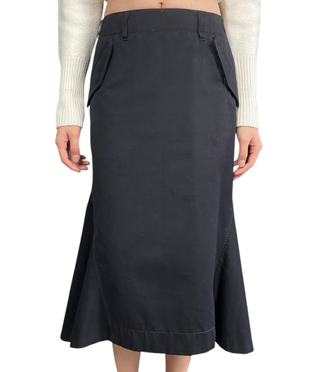 Sacai Black Cotton Trumpet Skirt - JP 3 / L / US 8