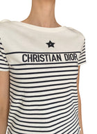 Christian Dior Navy Star Stripe Graphic Short Sleeve Tee - S / US 4-6