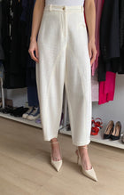 Giorgio Armani Ivory Jersey Knit Relaxed Trousers - IT 44 / US 8