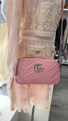 Gucci Pink Matelasse Quilted GG Camera Crossbody Bag