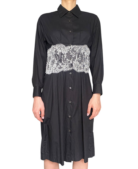 Dries Van Noten Black Lace Waist Dress - 44 / US 12