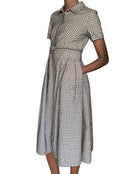 midi dress dior Christian Dior 2021 Houndstooth Midi Length Pleated Dress