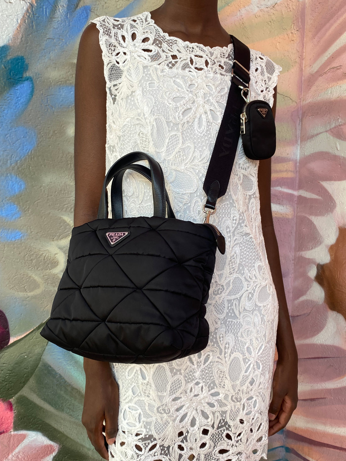 Prada Black Small Re-Nylon Padded Crossbody Tote Bag