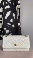 Chanel White Quilted Leather 3 Compartment Hanbok Medium Flap Bag