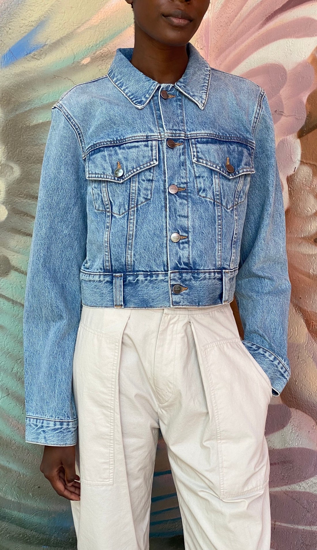 Khaite Blue Rizzo Denim Crop Jacket - L