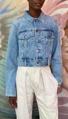 Khaite Blue Rizzo Denim Crop Jacket - L