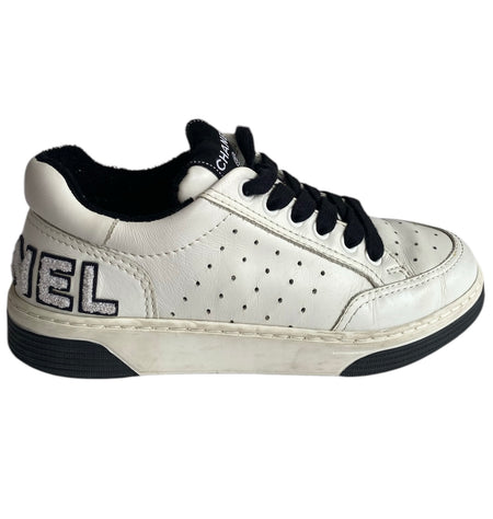 Chanel White Logo Sneaker - 35.5