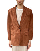 Brunello Cucinelli Rust Suede Single Breasted Monili Embellished Blazer - 44 / US 8