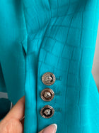 Versace Turquoise Croc Embossed Blazer