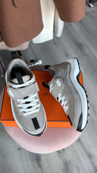 Hermes Grey Leather Loop Sneakers - 37
