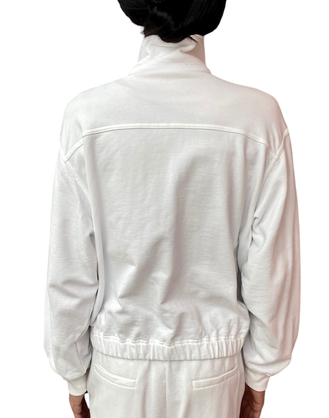 Brunello White Monili Embellished Zip Sweatshirt - M