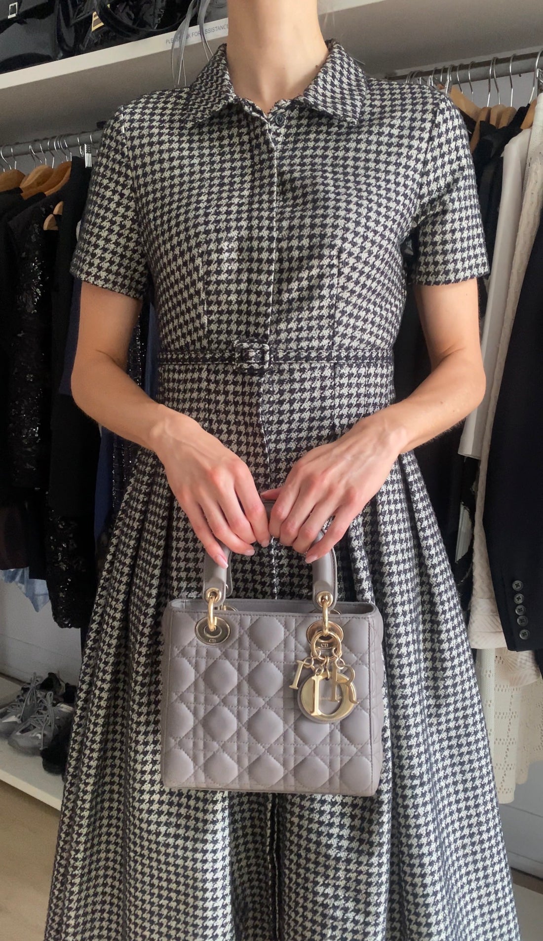 Dior Lady Dior Greige My ABC Cannage Quilted Leather Small Bag GHW