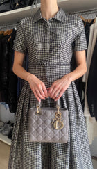 Dior Lady Dior Greige My ABC Cannage Quilted Leather Small Bag GHW