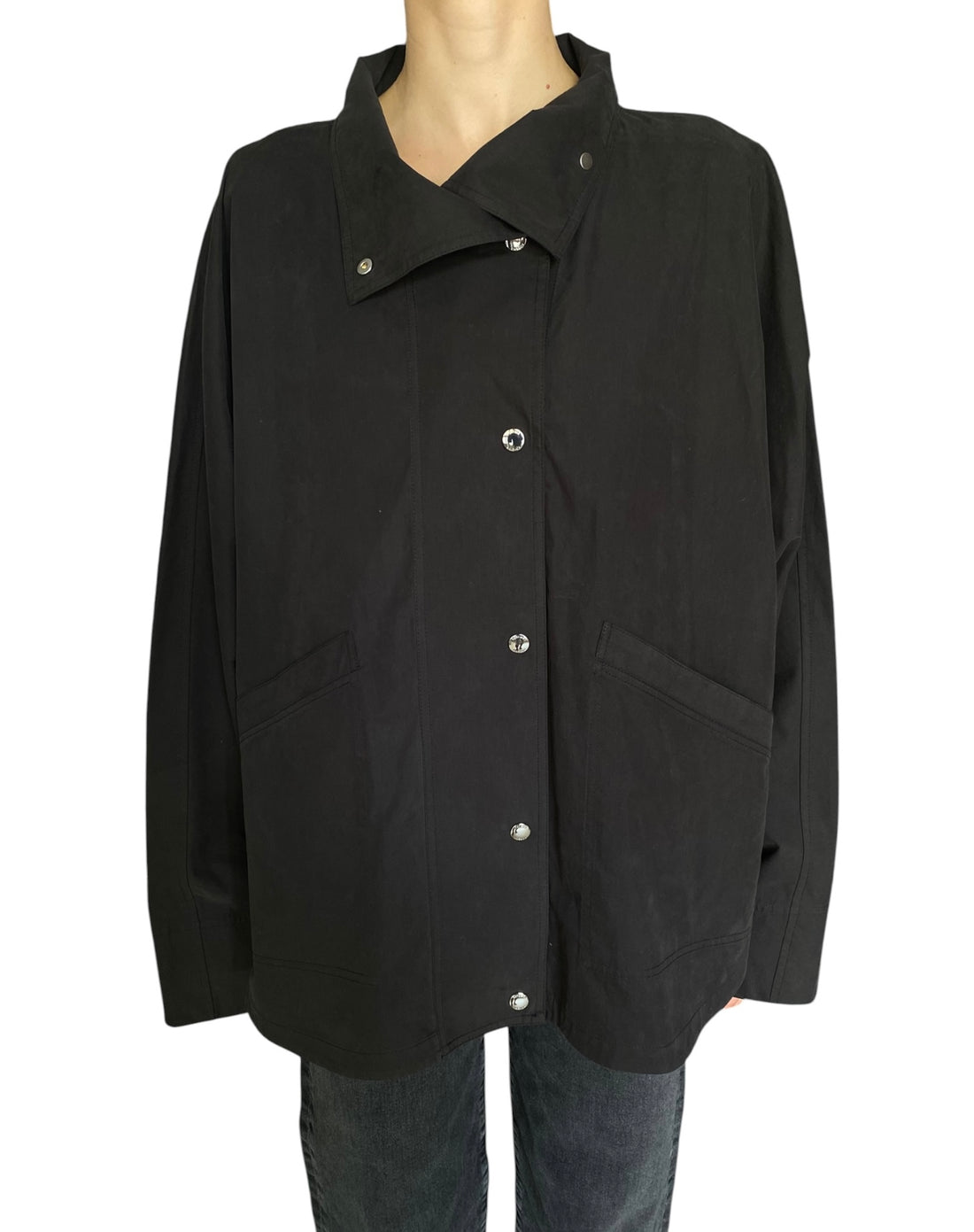 Toteme Black Raglan Summer Parachute Rain Jacket - 32 / S / US 4-6