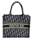 Christian Dior 2022 Navy and Ecru Oblique Monogram Canvas Small Book Tote
