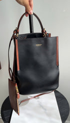 Burberry Black and Brown Leather Small Bucket Bag with Pouch