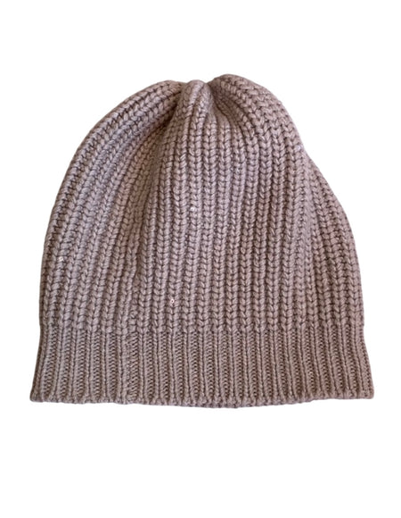 Brunello Cucinelli Beige Cashmere & Silk Cable Knit Sequin Toque Hat - M