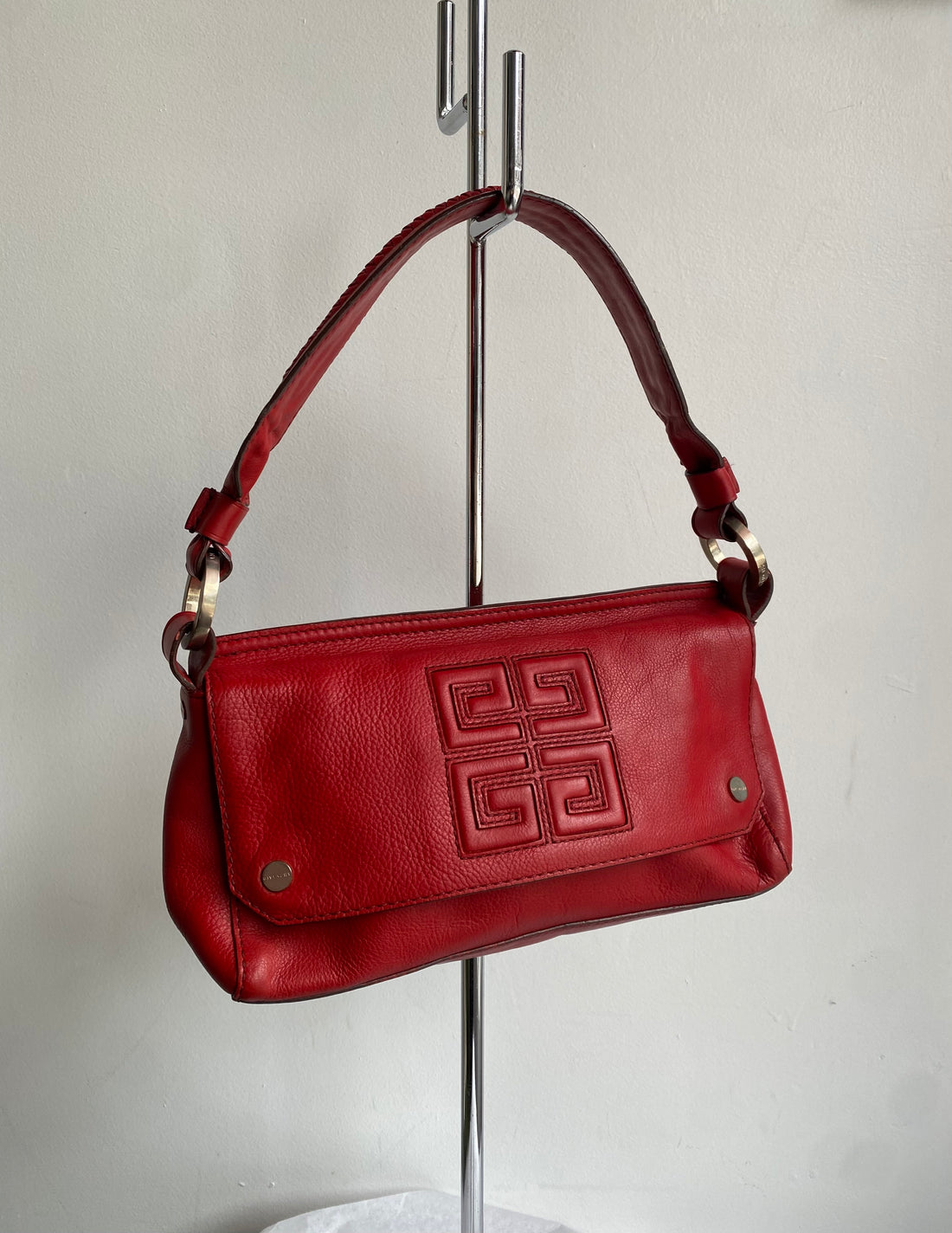 Givenchy Red Nobile Embossed Shoulder Bag