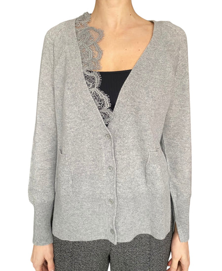 Ermanno Scervino Grey Cashmere Lace Cardigan - S