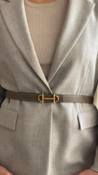 Hermes Etoupe / Black Epsom Leather Reversible Gamma Belt GHW - 85