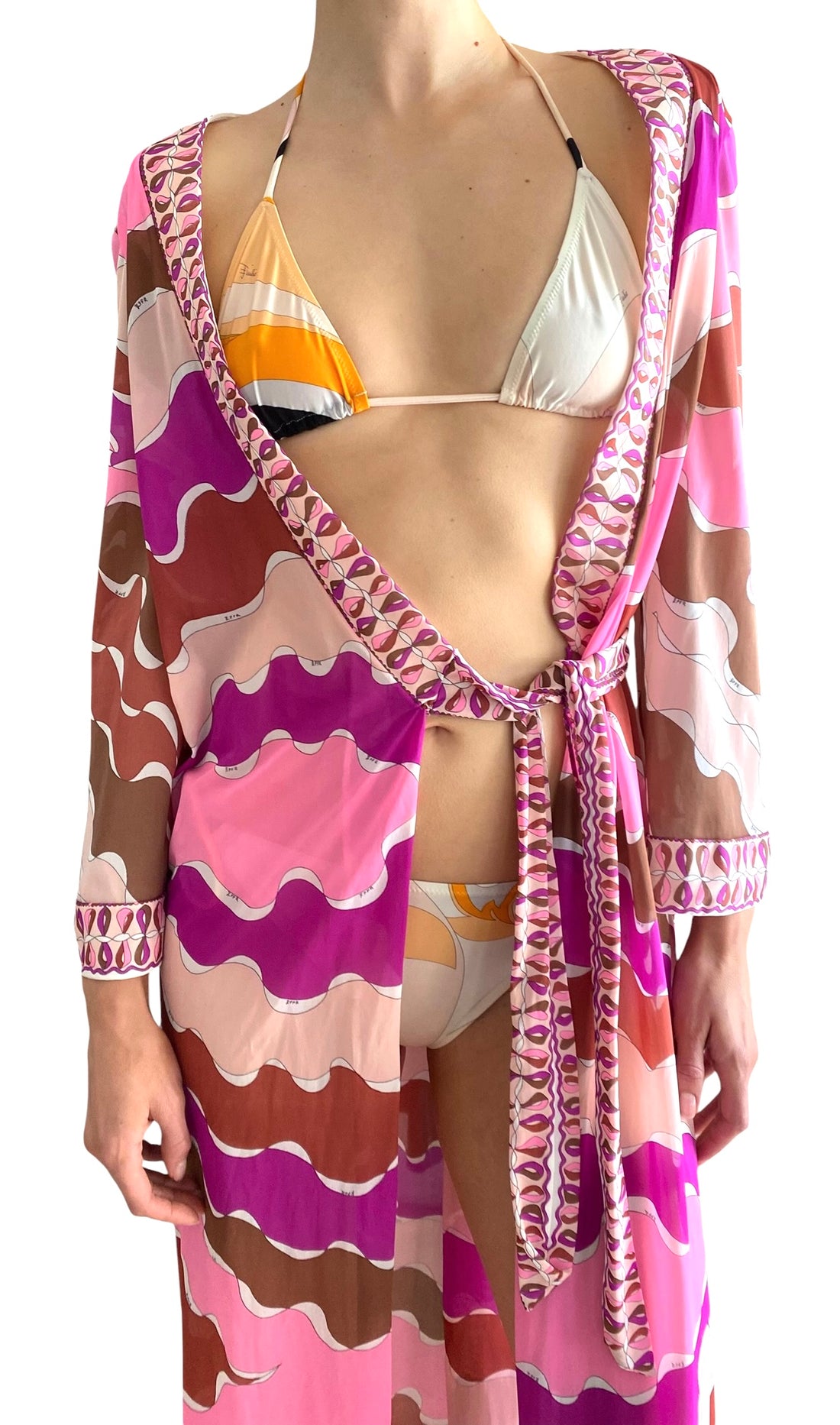 Emilio Pucci Pink Vintage 60’s Form Fit Printed Robe Dress - M / US 6