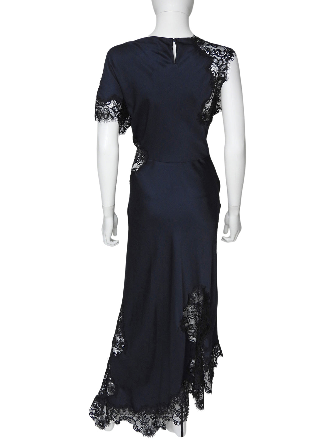ALC Navy Black Alessia Satin Lace Asymmetrical Dress - US 8