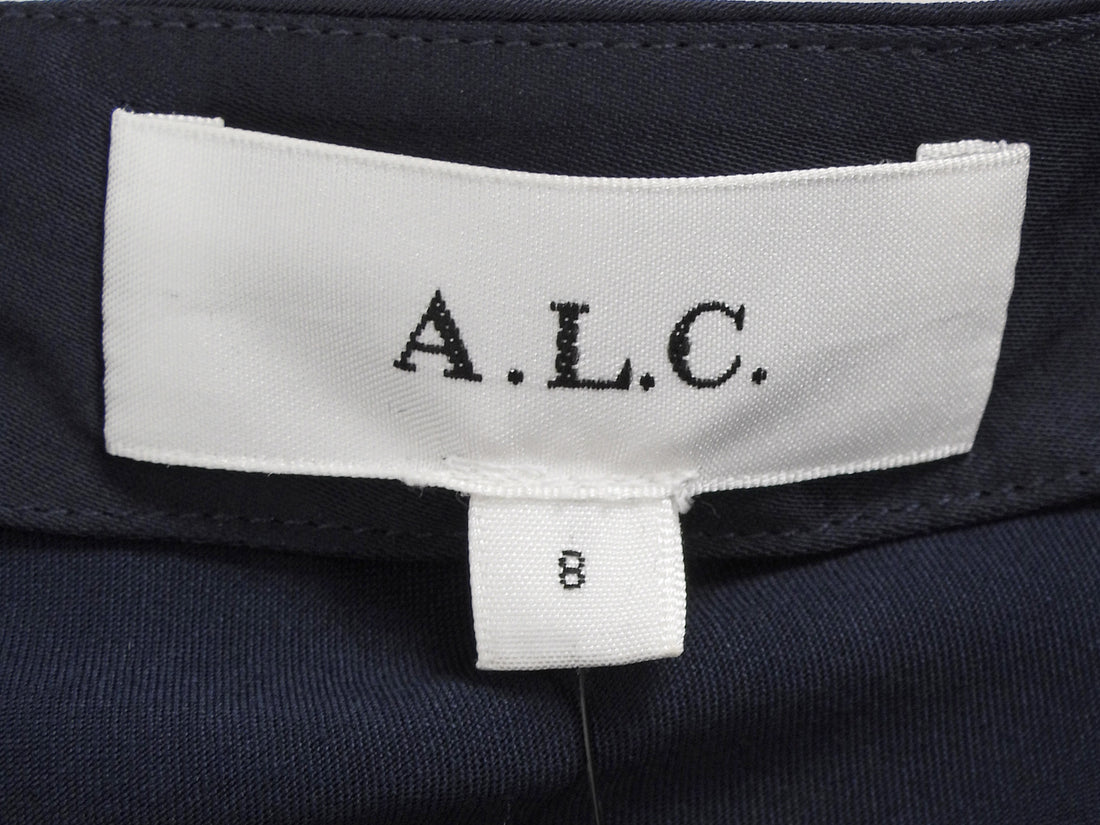 ALC Navy Black Alessia Satin Lace Asymmetrical Dress - US 8