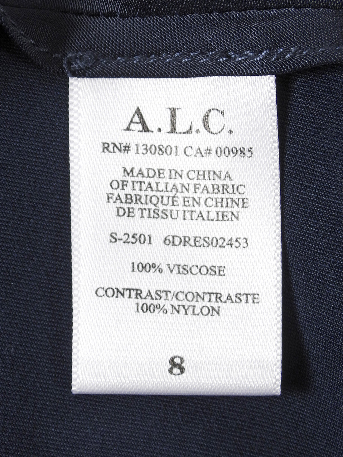 ALC Navy Black Alessia Satin Lace Asymmetrical Dress - US 8