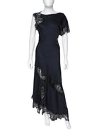 ALC Navy Black Alessia Satin Lace Asymmetrical Dress - US 8
