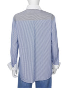 Akris Punto Blue White Pinstripe Banker Collar Shirt - 8