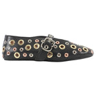 Alaia Black Leather Mixed Metal Eyelet Mary Jane Ballet Flats -36