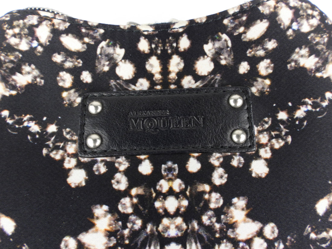 Alexander McQueen Black Jewel Print Satin De Manta Clutch